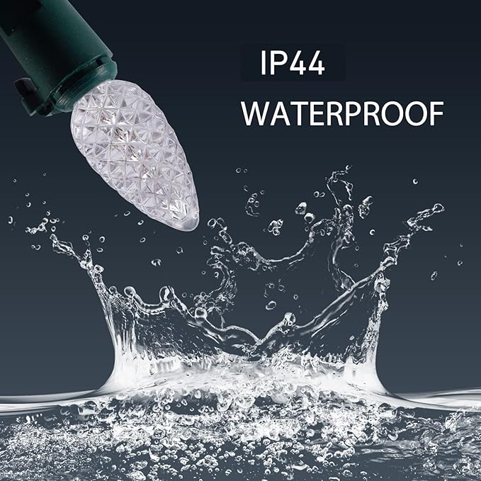 Christmas C3 Bulbs Light String 50 LED Multicolor Strawberry Xmas Tree Outdoor Indoor Waterproof Decoration Plug in 18 Feet Used for Patio Party Festive Courtyard Home (Cold White)