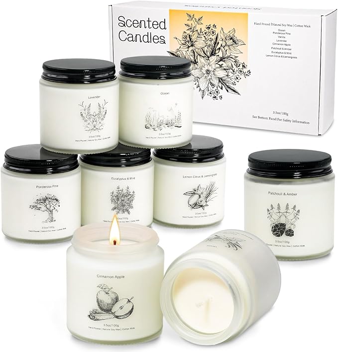 8 Pack Candles for Home Scented, Gifts for Women,Aromatherapy Candle Set for Women, Natural Soy Wax Jar Candles Set, Candle Gifts for Mother's Day, Birthday, Valentine's Day