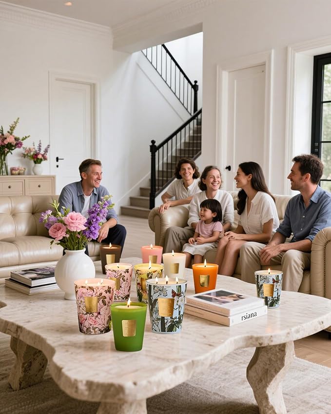 M&SENSE Violet YlangYlang Scented Candle, 3 Wick Soy Natural Wax Candles, 35oz 150H Long Lasting, Aromatherapy Sleep Calm Home Fragrance for Women Men