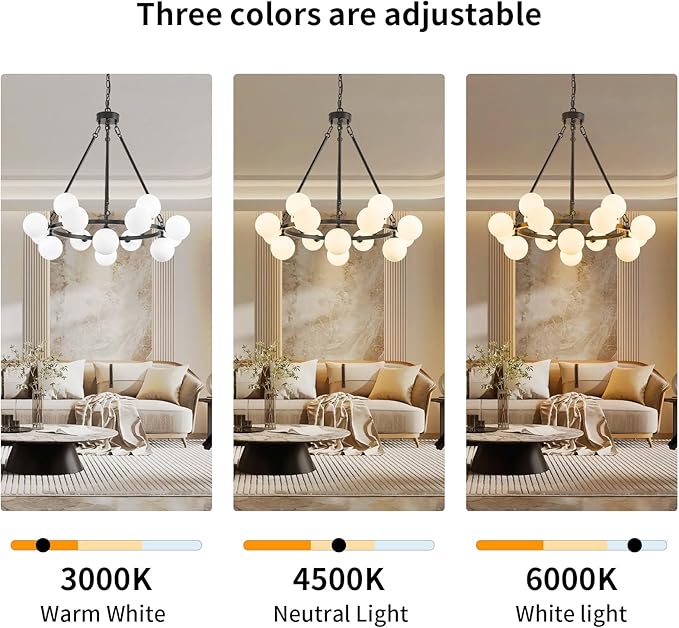 Modern Bubble Chandelier,Mid Century Milk Glass Pendant Light 31.5",Round Sputnik Chandeliers with Glass Globes,Globe Chandeliers for Dining Room,Kitchen Island,Living Room,Bedroom,16 Lights