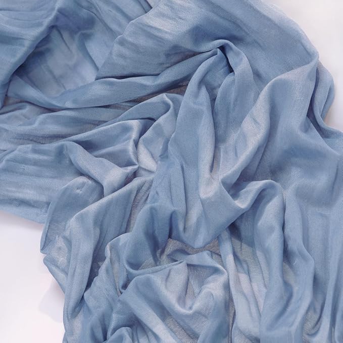 MLMC 3 Pack Dusty Blue Table Runner 10ft Boho Gauze Cheesecloth Table Runner Bulk 35x120 Inches Rustic Cheese Cloth Fall Decor for Wedding Bridal Shower Baby Shower Party Decor