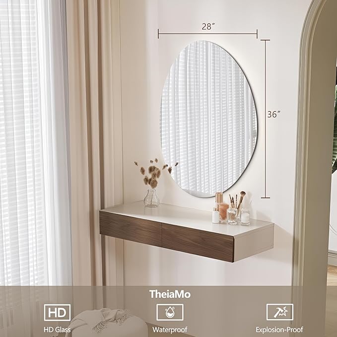 Irregular Wall Mirror 24"x32", Frameless Asymmetrical Mirror for Wall, Modern Decorative Bathroom Mirror, Wall Mounted Mirror for Bedroom Living Room Entryway