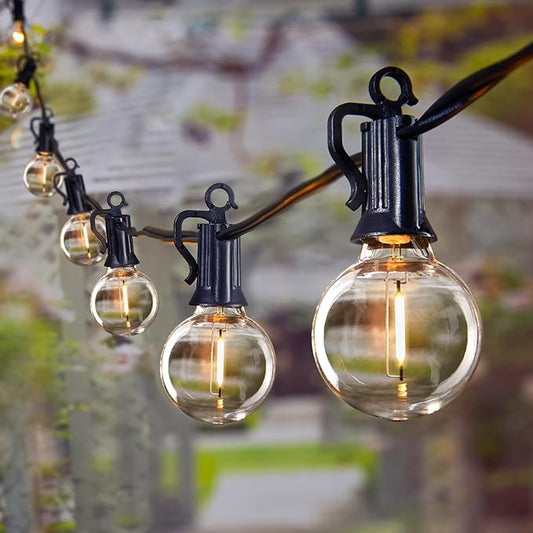 Brightown Outdoor String Lights - Globe Patio Lights 60 Ft with 30 G40 Shatterproof Bulbs, Waterproof Connectable Commercial Hanging Light for Backyard, Bistro, Porch, Cafe, Dec