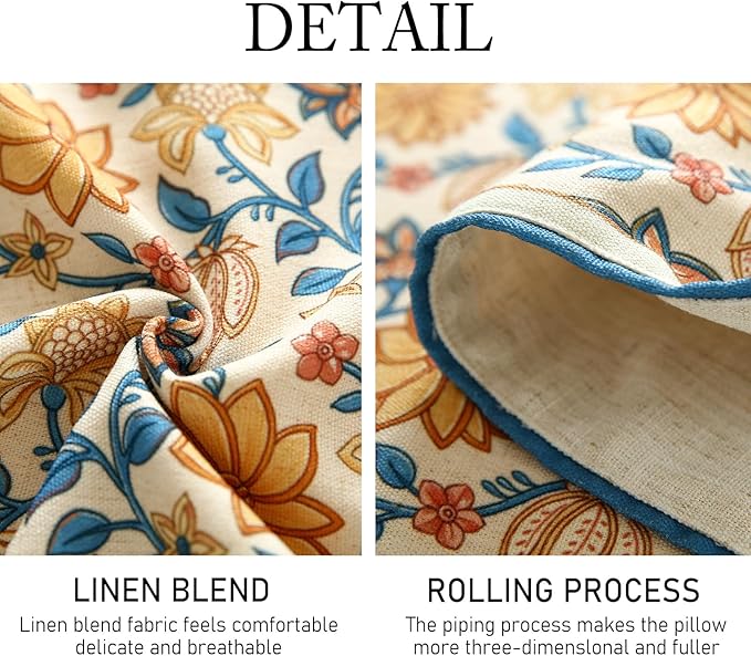 Designer Bohemian Elegant Linen Table Runner 71 Inches Long,Floral Pattern Duable Decor Table Runners for Dining Tables,Thanksgiving,Kitchen Tables,Christmas,12"*71"-Estevan B