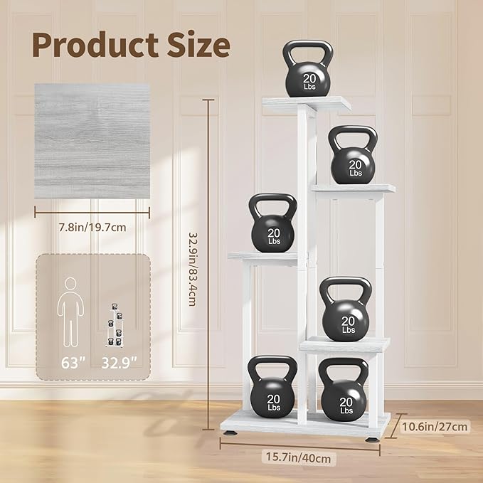 LASZOLA White 5 Tiered Wood Plant Stand Indoor for Large Heavy Duty Planter, Sturdy Multi Level Corner Vertical Flower Rack for Narrow House, Rustic Tall Orchid Shelving Holder for Decor, Space Saving