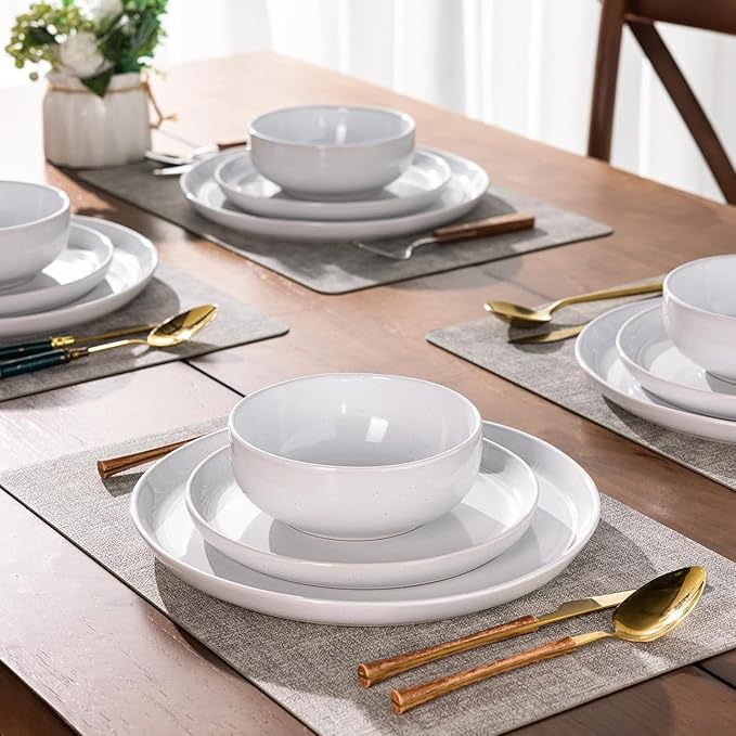 GBHOME Ceramic Dinnerware Sets for 6, 18pcs Stoneware Plates and Bowls Sets, Handmade Chip and Scratch Resistant Dishes Set, Dishwasher & Microwave Safe