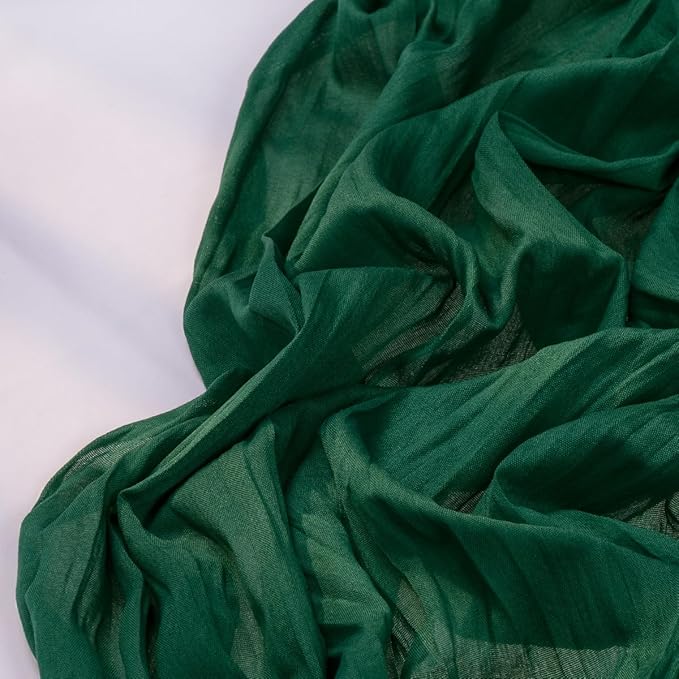 Emerald Green Cheesecloth Table Runner 10 Pack Fall Table Runners Boho Gauze 120 Inches Green Cheese Cloth Fall Table Decorations for Thanksgiving Wedding Bridal Baby Shower Tea Party