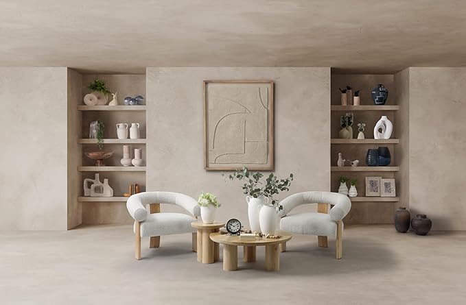 Sagebrook Home Stoneware Vase with Handles Ceramic Rustic for Flowers - Home Decor for Living Room, Bedroom, Office - Textured Pottery Accent for Floral Arrangements - 13" White