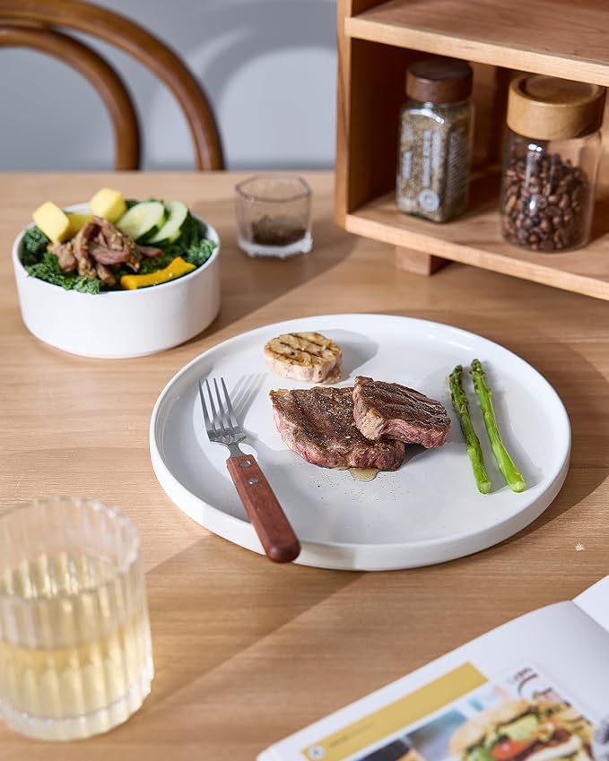 Famiware Nebula Plates and Bowls Sets, 18 Pieces Dinnerware Sets, Dishes Set for 6, White