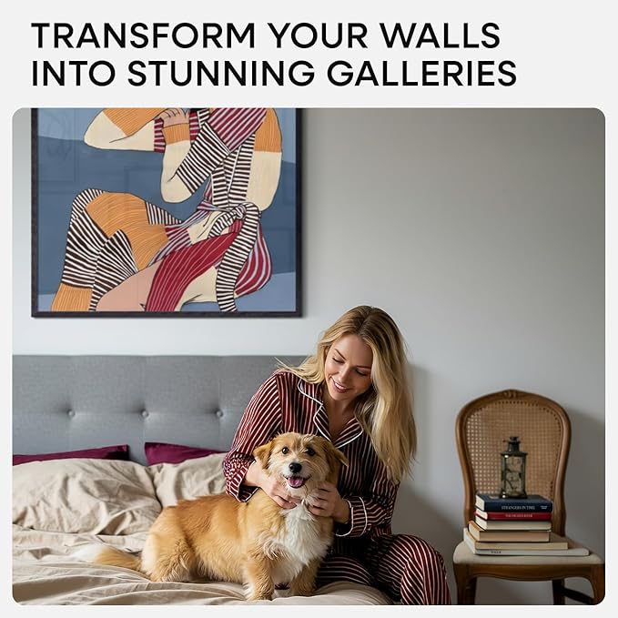 Homeforia 24x24 Black Wood Frame, High End Oak 24 x 24 Square Picture Frames with Mat 20 by 20 inches Photo, 24by24 Black Wooden Poster Frames Matted to 20x20 Print, Tempered Glass, Wall Kit, Set of 1