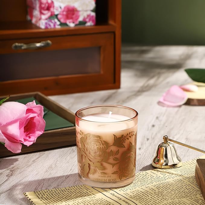ROMIIE ZOI Scented Candle - French Rose - 6oz Aromatherapy Soy Wax Jar Candle for Home, Gifts for Women - 170g