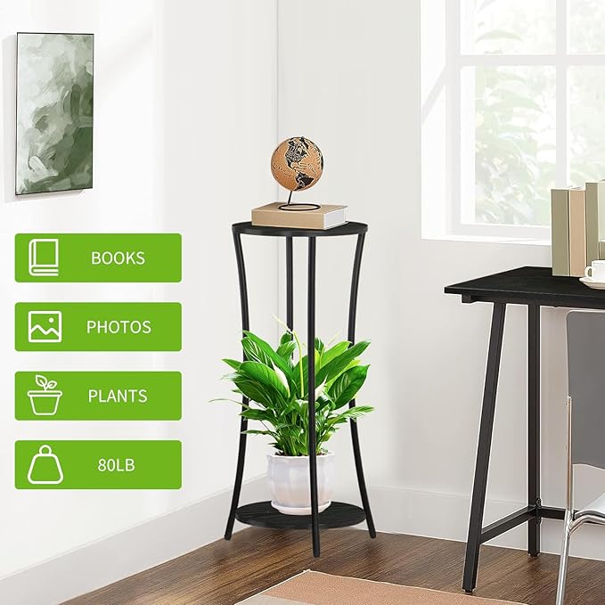 YINMIT Plant Stand Indoor,Round Potted Holder Rack,Flower Pot Stand Shelf,Round Supports Rack,Corner Plant Shelf for Balcony Garden Patio Living Room,Black