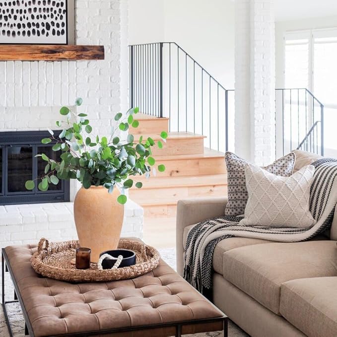 Handcrafted Flower Vase, 9.6" Tall Terracotta Vase, Vintage Rustic Ceramic Vase Décor, Wide Mouth, Matte Finish for Home Office Resto Café Décor