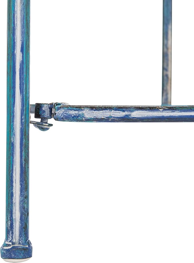 SAFAVIEH PAT5014C Outdoor Collection Amaris Antique Blue Wrought Iron 4-Tier Bakers Rack
