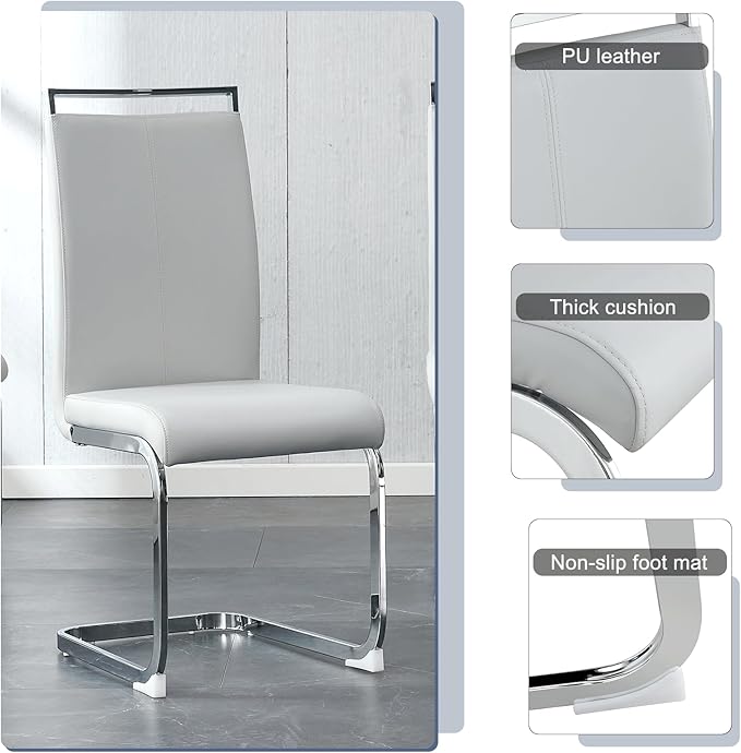 Glass Dining Table Set for 4,5 Piece Dining Table Set, Tempered Glass Table Top and Modern Design MDF Base with 4 PU Leather Ergonomic Dining Chairs