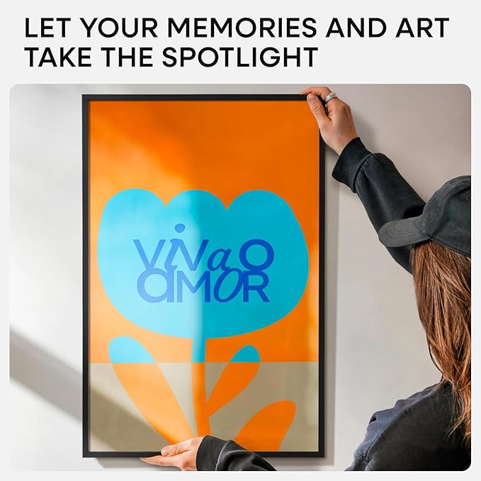 Homeforia 16 x 24 Picture Frame Black, High End Metal 24x16 Poster Frame, 16 x 24 Black Frames Matted to 12 by 18 inch Print, 24by16 Thin Frame with Mat 12x18 Photo, Tempered Glass, Wall Kit, Set of 1