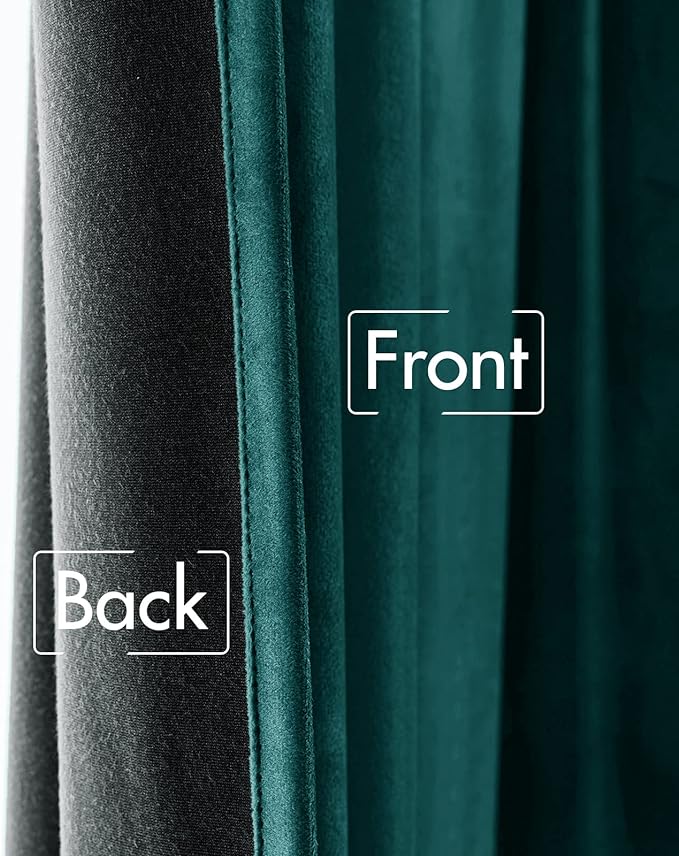 MIULEE Velvet Curtains 2 Panels Luxury Blackout Curtains for Bedroom Living Room Thermal Insulated Christmas Home Decor Super Soft Window Drapes Rod Pocket & Back Tab, Emerald Green, W52 x L72 inches
