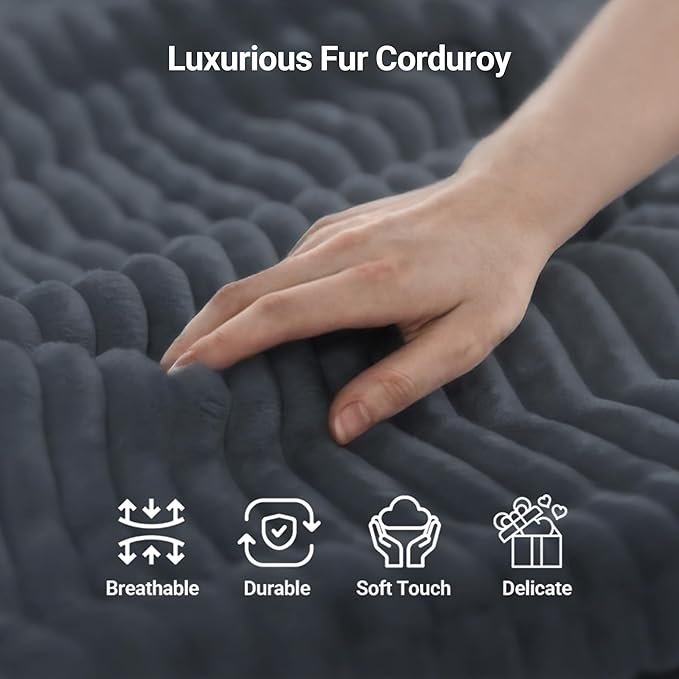 Claiks 68" Oversized Chaise Lounge Chair Indoor, Corduroy Upholstered Boneless Sofa Bed, Deep Seat Sleeper Couch with Pillows and Armrest, Cloud Sofas Reading Chair for Living Room, Dark Gray