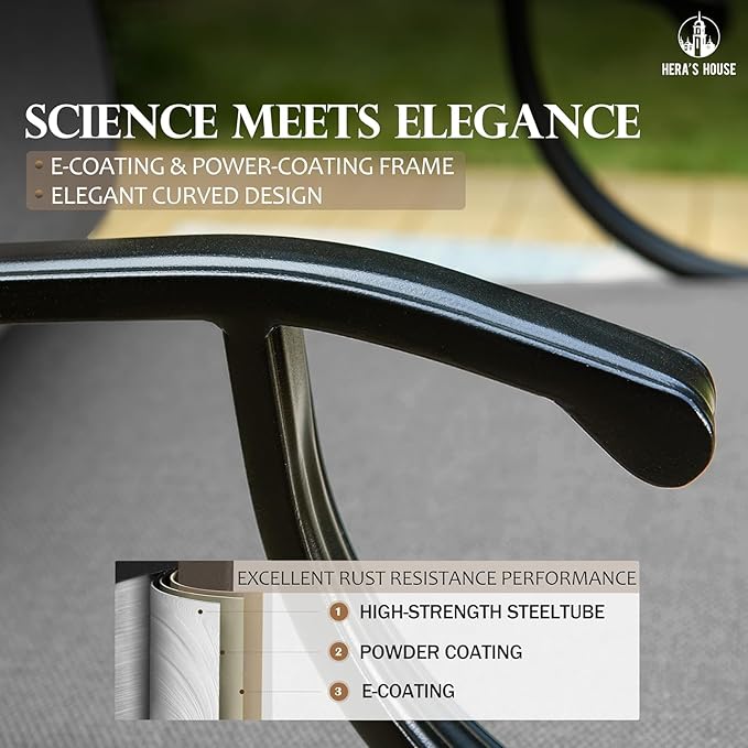 HERA'S HOUSE 6 Piece Patio Furniture Set, 2 x Swivel Chair, 2 x Fixed Chair, 1 x 3-Seat Sofa with Marbling Coffee Table, All Cushioned Outdoor Conversation Set for Lawn Garden Backyard, Grey