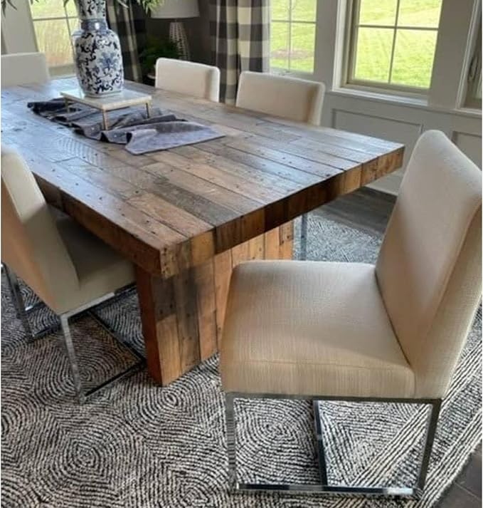 VESCASA Linen Upholstered Dining Chairs Set of 6, Mid Century Modern Padded Chair with Chrome Metal Frame for Restaurant, Dining Room, Kitchen, Cream