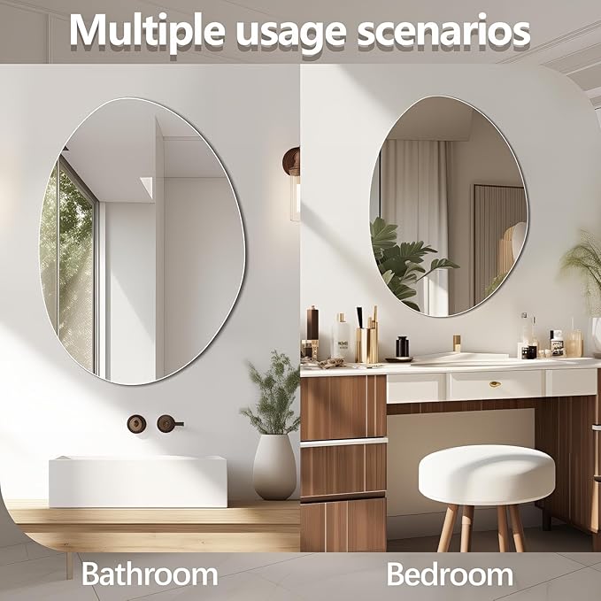 Irregular Wall Mirror 20"x28", Frameless Asymmetrical Mirror for Wall, Modern Decorative Bathroom Mirror, Wall Mounted Mirror for Bedroom Living Room Entryway