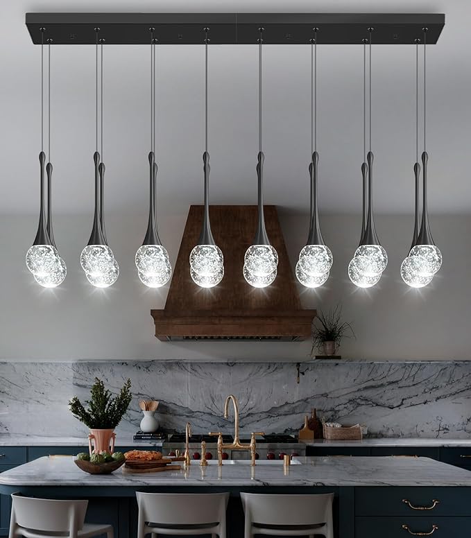 16 Lights Modern Glam Crystal Chandelier for High Ceiling LED Dimmable Pendant Light for Staircase Foyer Enterway Living Room Chandelier Lighting Black