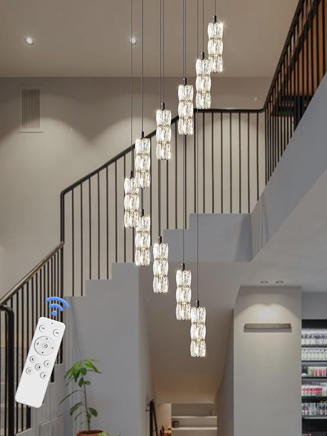 Modern Chandelier 10-Lights Black Chandelier Lighting Fixture High Ceiling Chandelier Suitable for Living Room Staircase Villa, TP3030-10H