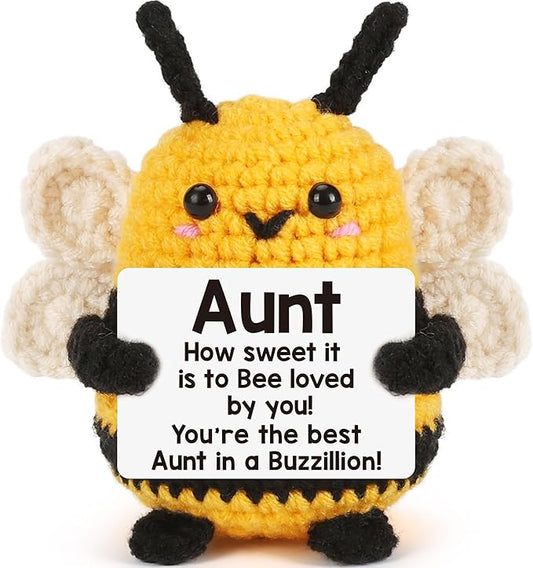 LEJIAJINW Emotional Christmas Bee Gifts for Aunt Auntie, from Niece Nephew, Aunt Gift for Christmas, Birthday, Auntie Mothers Day, Valentines - Mini Handmade Crochet Bee for Easter Basket Essentials