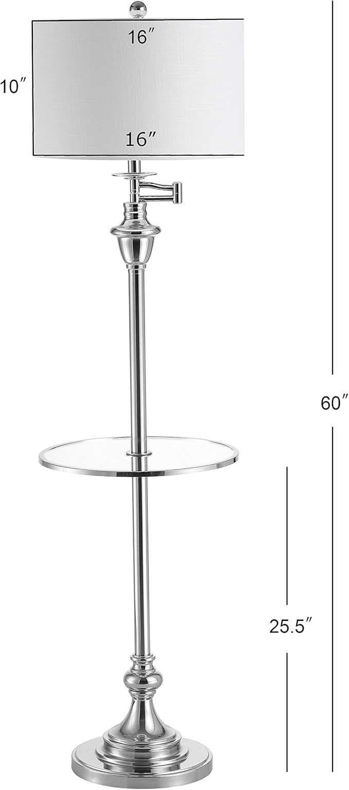 JONATHAN Y JYL3055B Cora 60" Metal/Glass LED Side Table and Floor Lamp Contemporary,Transitional for Bedrooms, Living Room, Office, Reading, Chrome