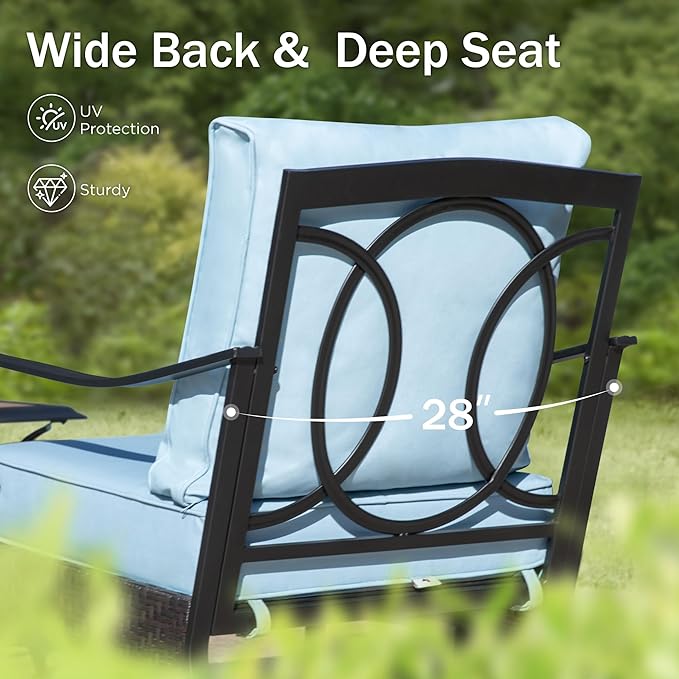 Swivel Patio Sofa Chairs - 2 PCS Outdoor Swivel Rocker Armchairs, Patio Seating with High Back Deep Seat for Porch Deck Balcony