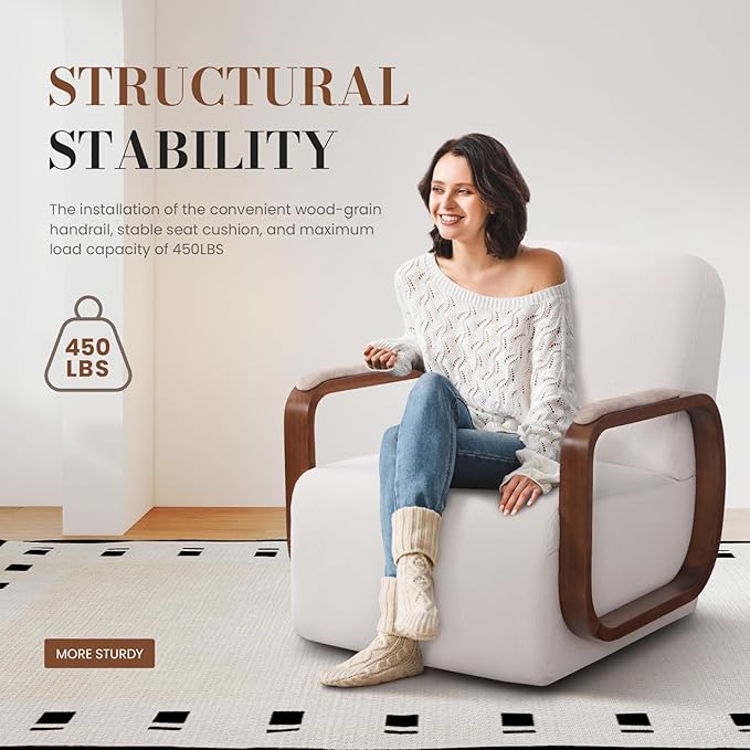 360° Swivel Accent Chair Set of 2 with Solid Wood Base, Swivel Living Room Chair with Chenille Fabric (Beige, Set of 2)