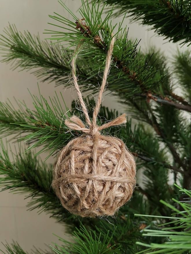 Rustic Jute Orbs Set of 8, Farmhouse Decorative Balls for Bowls, Vase Fillers, Christmas Centerpiece, Handwoven Home Decor Ornaments, Potpourri Accents