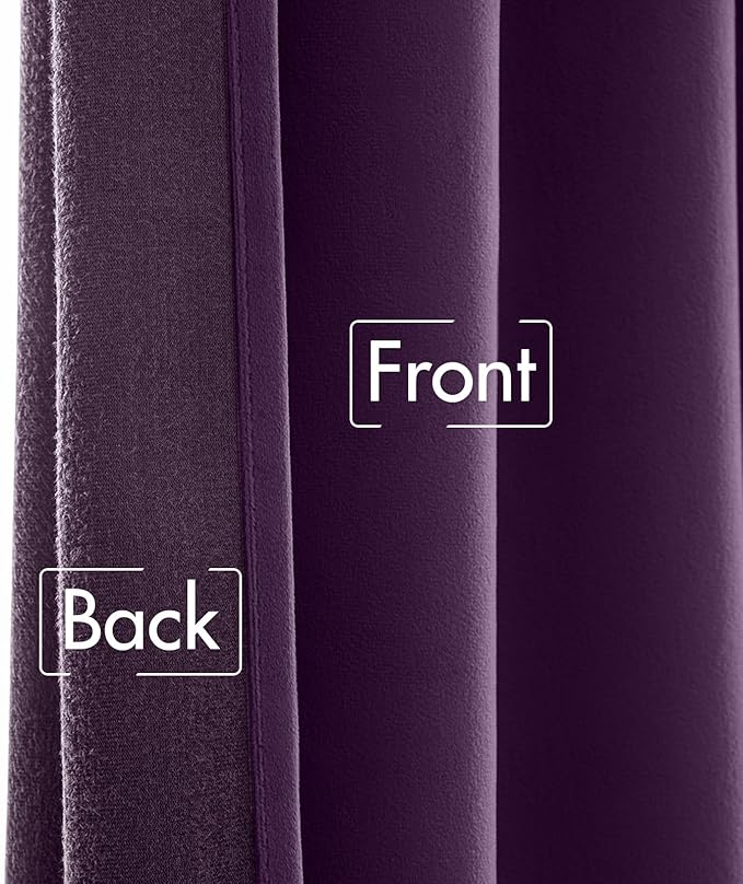 MIULEE Purple Velvet Curtains 108 inches - Luxury Blackout Curtains for Bedroom Living Room Thermal Insulated Super Soft Window Drapes Rod Pocket & Back Tab, W52 x L108 inches, 2 Panels