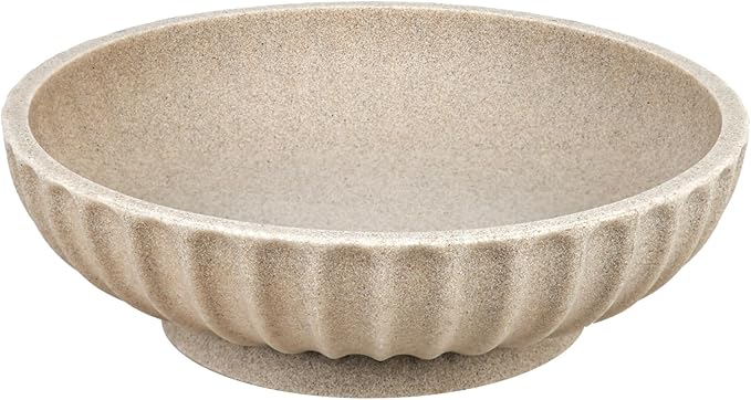 Large Decorative Bowl - Fruit Bowl for Kitchen Counter - Modern Decorative Bowl for Home Decor,Key Bowl for Entryway Table - Artificial Stone Beige