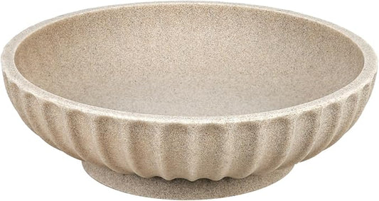 Large Decorative Bowl - Fruit Bowl for Kitchen Counter - Modern Decorative Bowl for Home Decor,Key Bowl for Entryway Table - Artificial Stone Beige