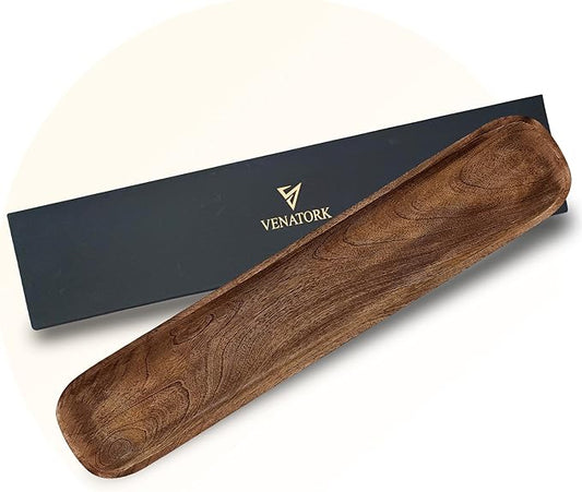 Wooden Dough Bowl - 30'' x 6'' x 3'' - Hand Carved Solid Wood Decorative Tray, Rustic Farmhouse Style, 5.0 oz Capacity - Gift Box Included