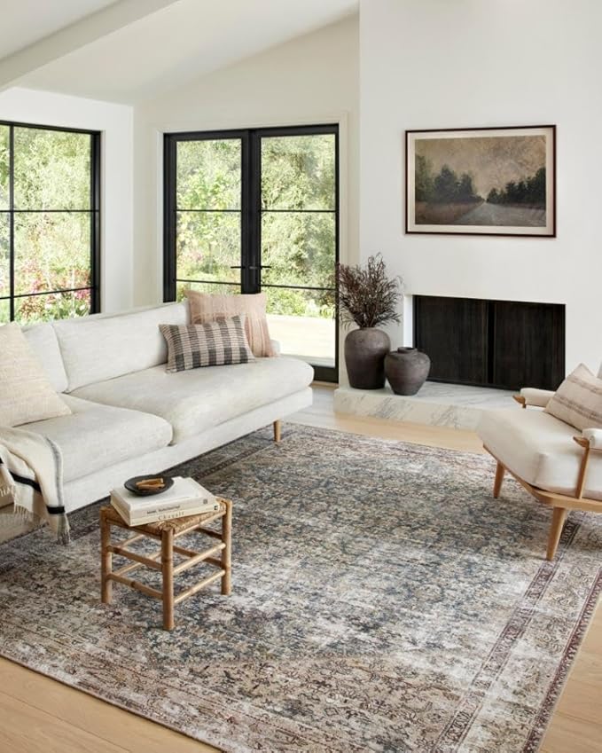 Loloi Amber Lewis Georgie Collection GER-04 Teal/Antique 5'-0" x 7'-6", .19" Pile Height, Area Rug