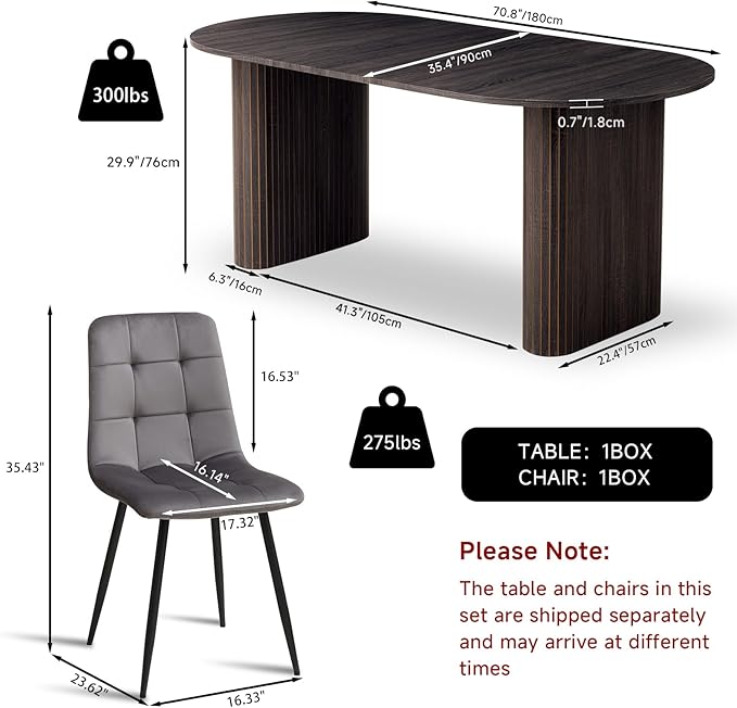 5-Piece Dining Table Set for 4 6 People with Heavy Duty Legs, Dining Room Table Chairs Set for Living Room, Kitchen, Apartment