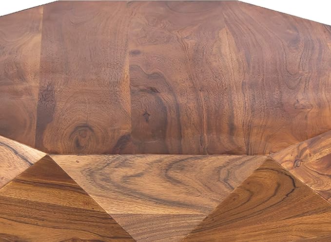 The Urban Port 33-Inch Diamond Shape Acacia Wood Coffee Table with Smooth Top, Dark Brown