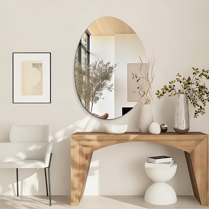 Irregular Wall Mirror 28"x36", Frameless Asymmetrical Mirror for Wall, Modern Decorative Bathroom Mirror, Wall Mounted Mirror for Bedroom Living Room Entryway