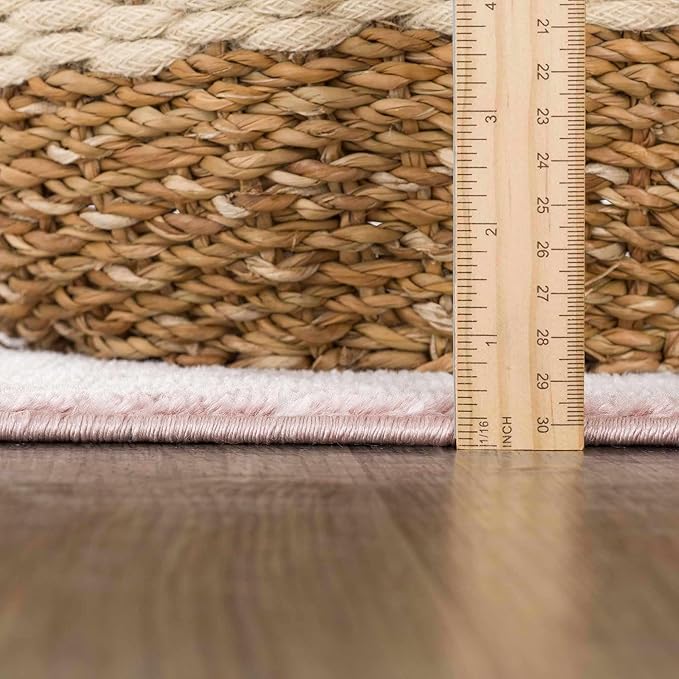 Blush & Light Pink Collection Kandos Bohemian Oriental Medallion Area Rug - Traditional Floral Carpet for Living Room, Bedroom - Blush, Dusty Pink, Cream - 3'11" x 5'7"