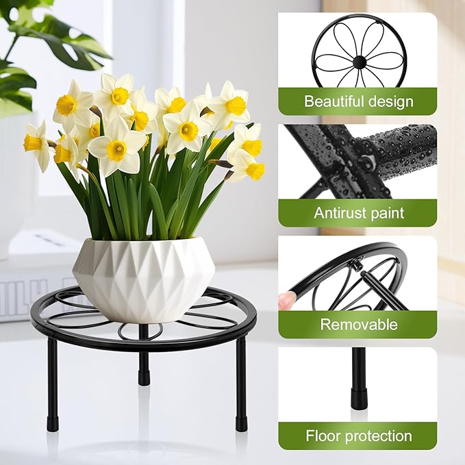 ESRICH Plant Stand Indoor, Plant Stand,Plant Stands Outdoor for Multiple, Metal Plant Stands, Potted Plant Holder for Garden Home ( 2 Pack 7.8in)