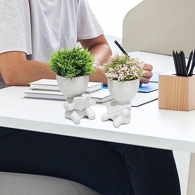 Zerzsy Fake Succulent, Mini Succulents Plants Desk Plant for Office Decor for Women, Cute Fake Plants Bathroom Decor - Set of 2