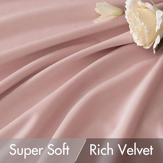 MIULEE Baby Pink Velvet Curtains 84 inches - Luxury Blackout Curtains for Bedroom Living Room Thermal Insulated Super Soft Window Drapes Rod Pocket & Back Tab, W52 x L84 inches, 2 Panels