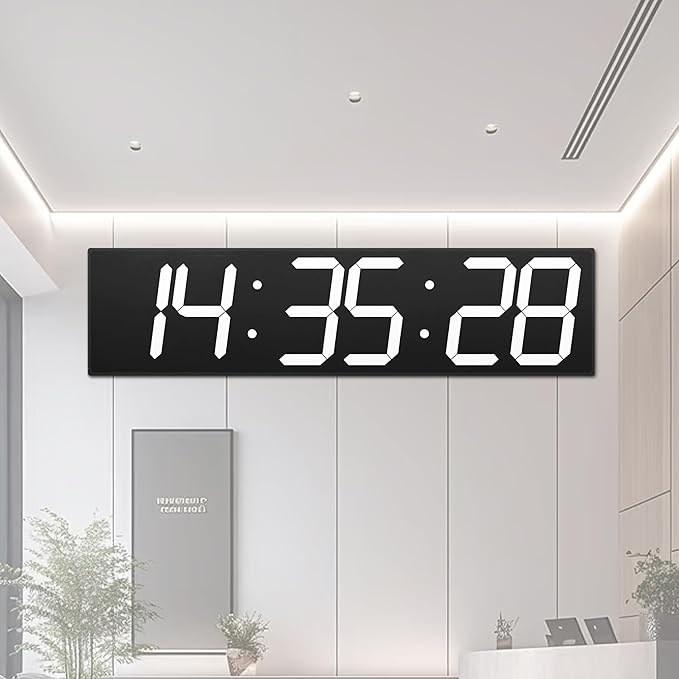 Large Digital Wall Clock 28" with GPS Auto-Sync, Remote Control & Timer, Wall-Mounted for Classroom, Office, Gym, Conference Room