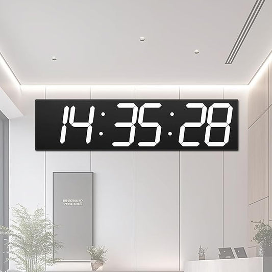 Large Digital Wall Clock 28" with GPS Auto-Sync, Remote Control & Timer, Wall-Mounted for Classroom, Office, Gym, Conference Room