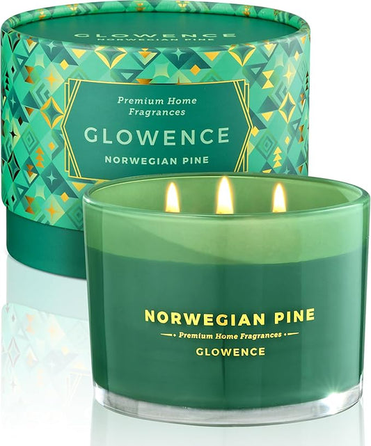 Pine Scented Candle - 100% Natural Soy Wax - Large 3 Wick Jar Candle - Up to 40 Hours Burning Time - Aromatherapy Candles for Home - Housewarming Gift for Men and Women