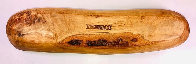 16-17" Rustic Olive Wood Bread Basket Dough Bowl- Live Bark Edge. Handmade Oval Decorative Bowl for French Bread. In 14, 16, 18". (16-17 x 3-4 x 2-3 in)