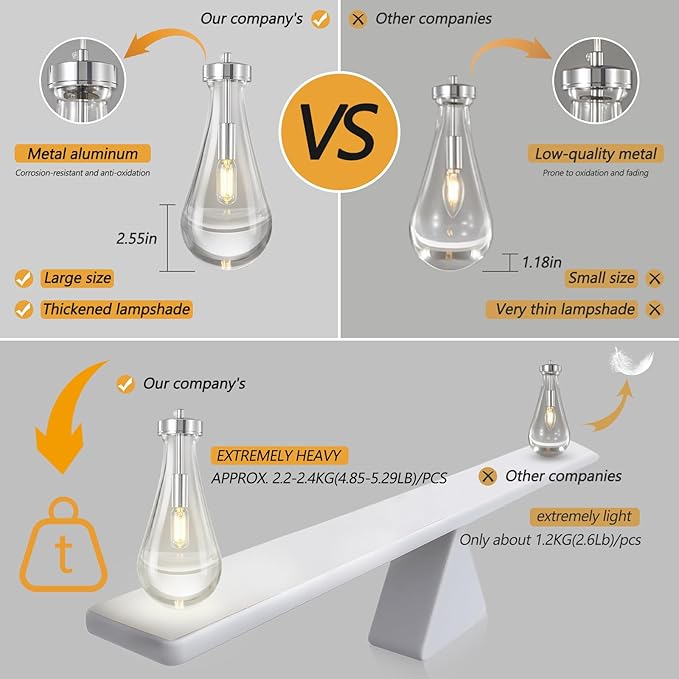 Modern Raindrop Pendant Lights Kitchen Island Teardrop Chrome Hanging Light Fixture Clear Solid Glass Chandeliers Crystal Pendant Light for Porch Living Room Dining Room(Long Plate-9 Lights)