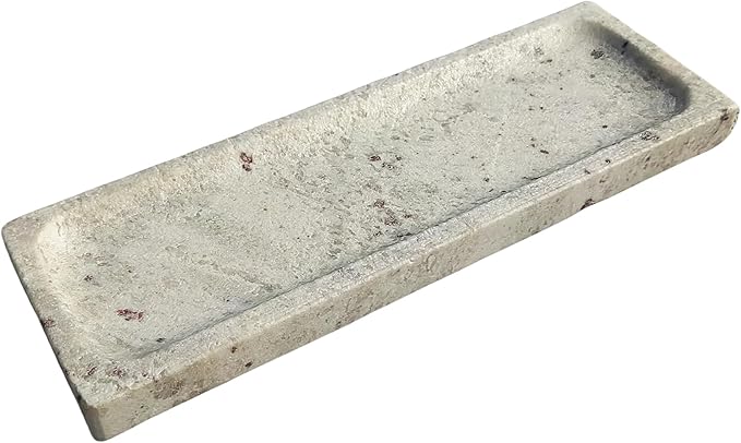 Vintage Marble Organizer Vanity Tray: 10.6” x 3.5” Decorative Tray for Bathroom Kitchen Coffee Table Entryway Storage, Royal Jade